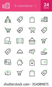 E-commerce Iconset. Can also be used for shopping, online marketing, sales. Suitable for use on web apps, mobile apps, and print media.