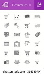 E-commerce Iconset. Can also be used for shopping, online marketing, sales. Suitable for use on web apps, mobile apps, and print media.