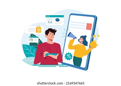 E-Commerce Illustration concept. Flat illustration isolated on white background