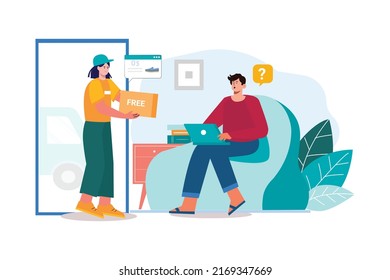 E-Commerce Illustration concept. Flat illustration isolated on white background