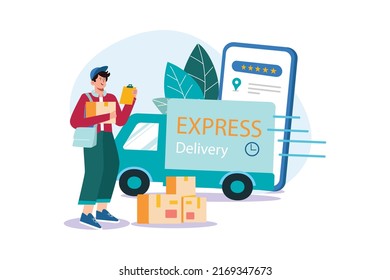 E-Commerce Illustration concept. Flat illustration isolated on white background