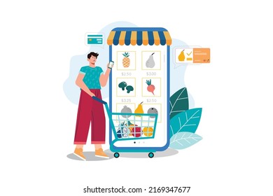 E-Commerce Illustration concept. Flat illustration isolated on white background