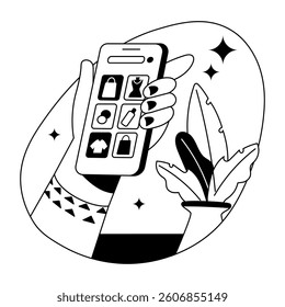 Ecommerce illustration in glyph style 
