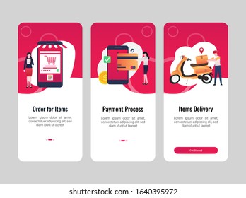 Ecommerce Illustration Onboarding suitable for app design needs. concept templates for mobile app page. this template is​ easy, simple and editable