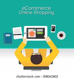 E-commerce Illustration. Online Shopping Illustration. Flat design. 