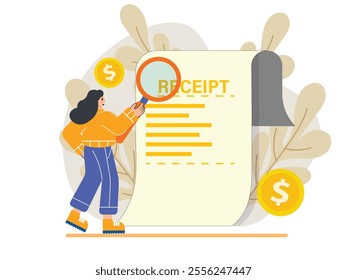 E-Commerce Illustration, E-Commerce Receipt Illustration, Flat Vector Illustration.