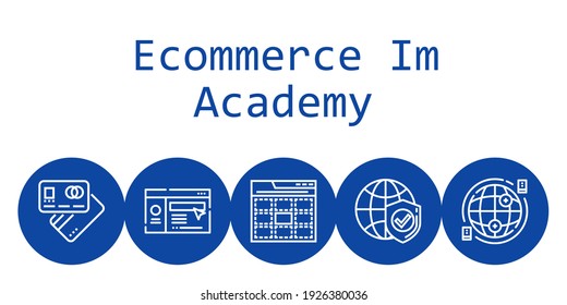 ecommerce im academy background concept with ecommerce im academy icons. Icons related debit card, website, web, internet