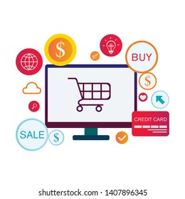 E-commerce infographic banner vector image. Business concept illustration.