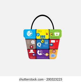 E-commerce infographic, for business and social solution, shoping design