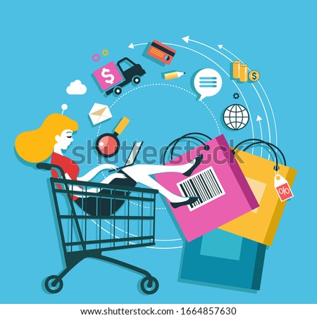 E-commerce infographics background. Internet banking concept. Services, loyalty programs, bonuses, discounts.