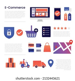 E-Commerce Infographics Icon Template Vector Illustration Set for Presentation, Brochure, mobile, web