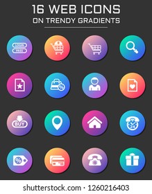 e-commerce interface icon set. e-commerce interface web icons on round trendy gradients