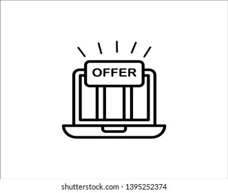E-commerce laptop offer, icon. Element of internet commerce icon. Premium quality graphic design icon. Signs and symbols collection icon for websites, web design, mobile app - Illustration 