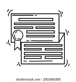 E-commerce license. hand drawn icon set, outline black, doodle icon, vector icon design.