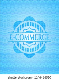 e-commerce light blue water badge background.