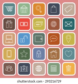 Ecommerce line flat icons on red background, stock vector