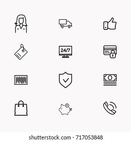 E-commerce line icon set