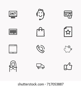 E-commerce line icon set