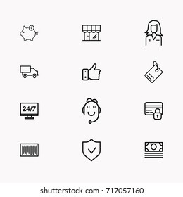 E-commerce line icon set