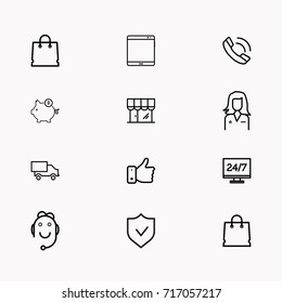 E-commerce line icon set