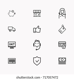 E-commerce line icon set