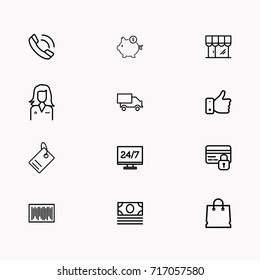 E-commerce line icon set