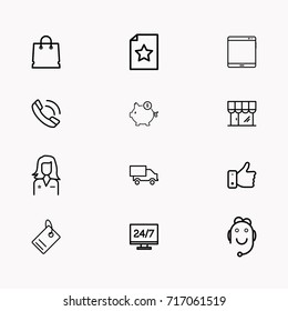 E-commerce line icon set