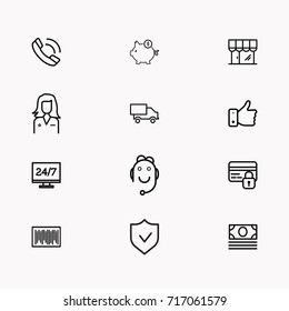 E-commerce line icon set