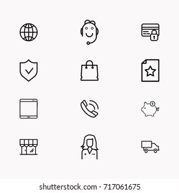 E-commerce line icon set