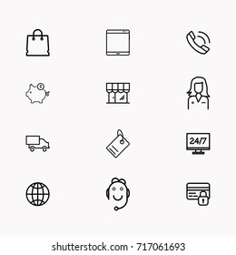 E-commerce line icon set