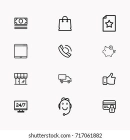 E-commerce line icon set