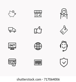 E-commerce line icon set