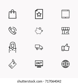E-commerce line icon set