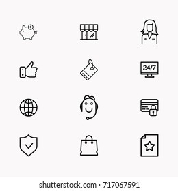 E-commerce line icon set