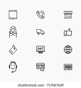 E-commerce line icon set