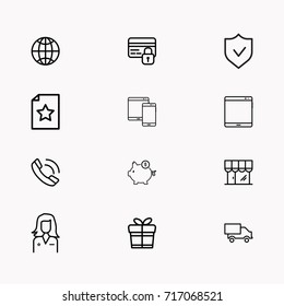 E-commerce line icon set