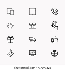 E-commerce line icon set