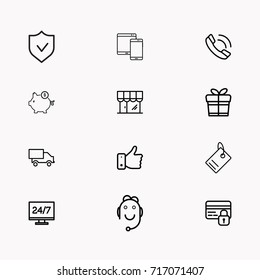 E-commerce line icon set