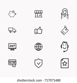 E-commerce line icon set