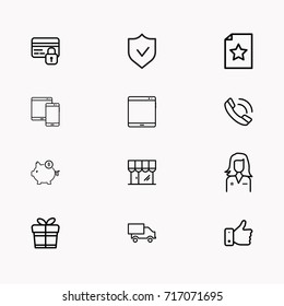 E-commerce line icon set