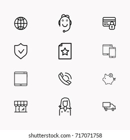 E-commerce line icon set