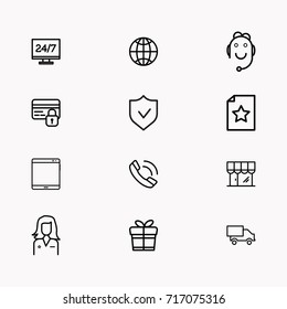 E-commerce line icon set