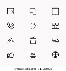 E-commerce line icon set