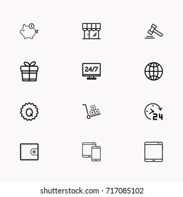 E-commerce line icon set
