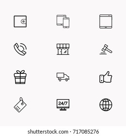 E-commerce line icon set