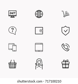 E-commerce line icon set