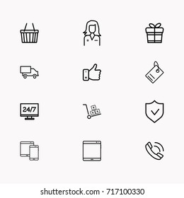 E-commerce line icon set