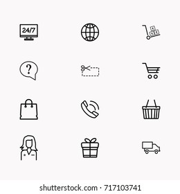 E-commerce line icon set