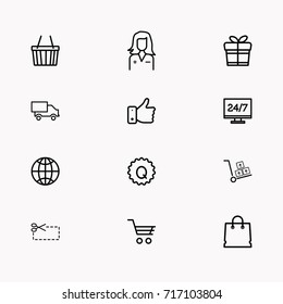 E-commerce line icon set