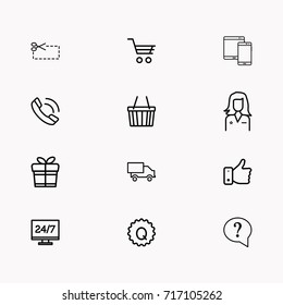 E-commerce line icon set